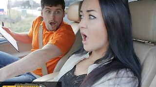 fakedrivingschool Fake Driving School Zuzu Sweet Gets Spunk in Mouth For Her Licence car babe